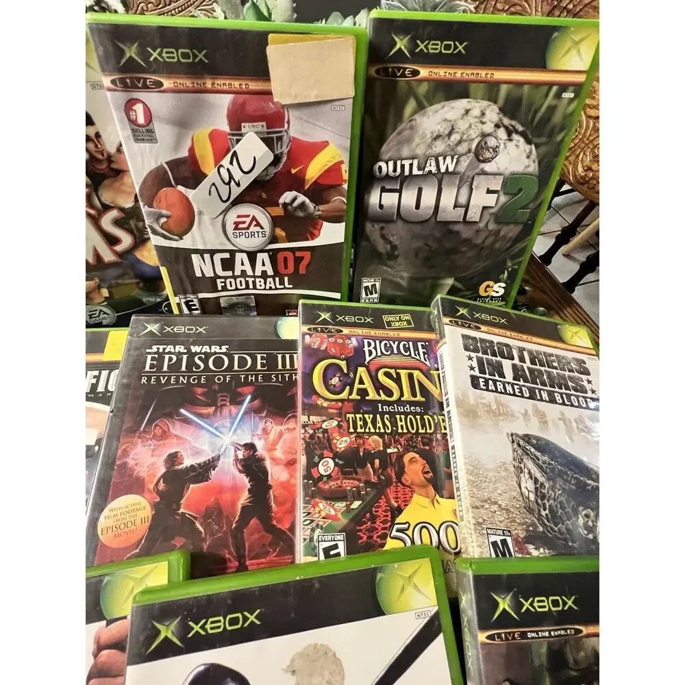 Microsoft Original Xbox NTSC Game Lot w/ Cases Star Wars, Ghost Recon, Sports